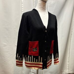 Vintage 80s/90s Novelty Music Piano Key Cardigan